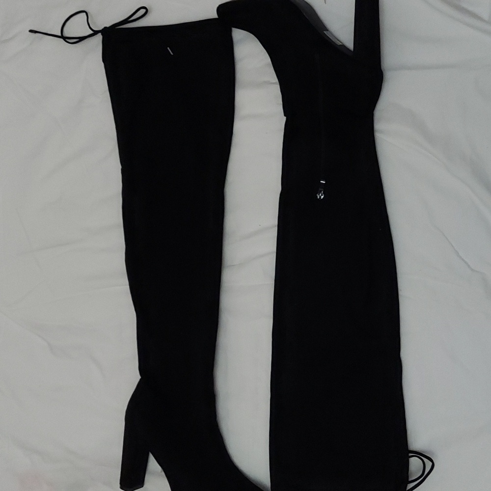 Black Over-The-Knee Block Heel Boots size 11